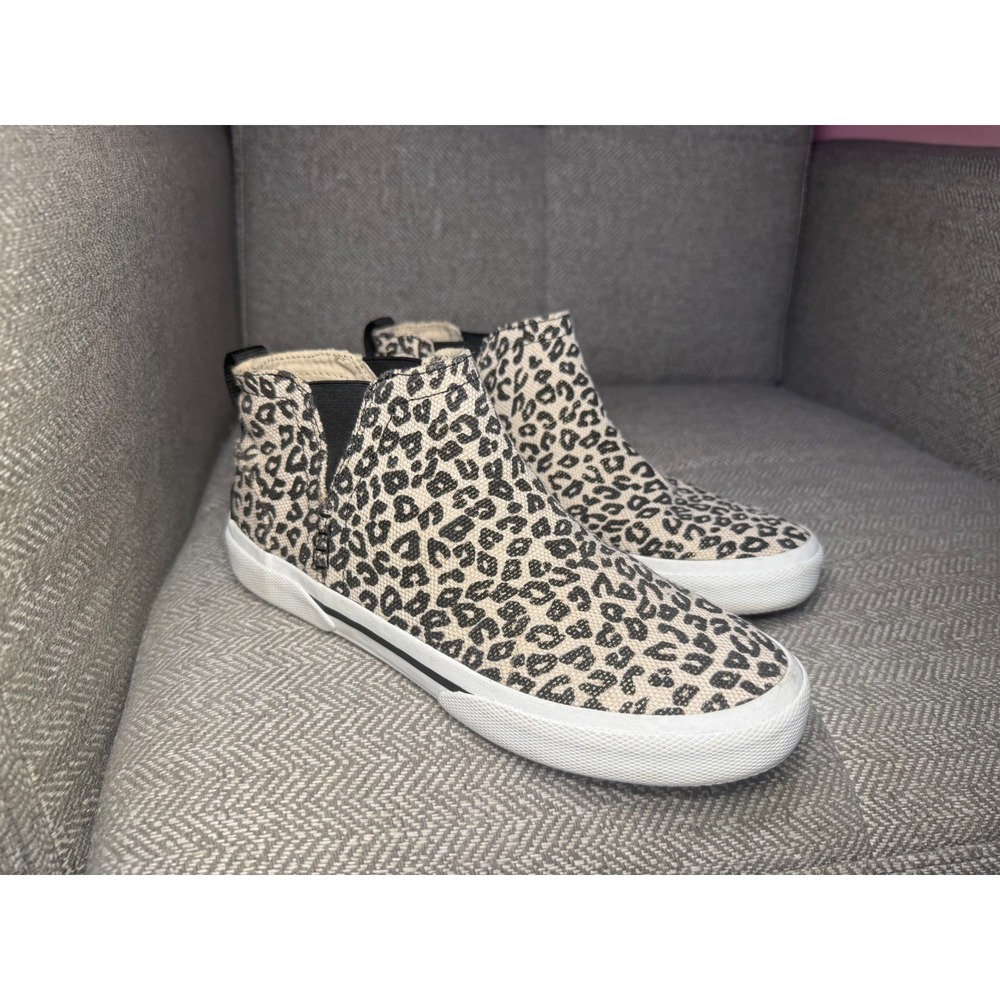 Sperry Crest Vibe High Top Leopard Print Canvas Sneakers Womens 7